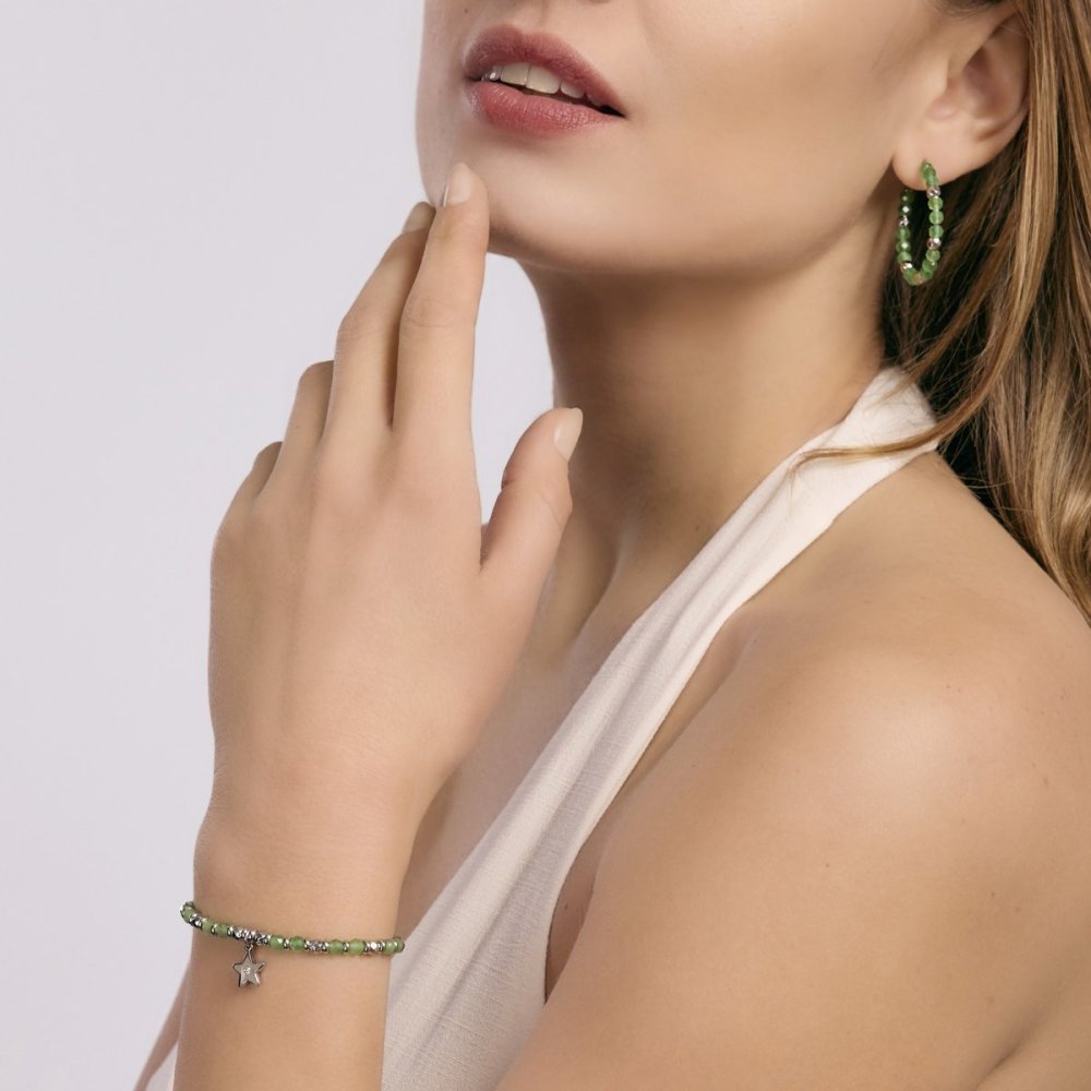 2 Jewels - Bracciale Acciaio 316L - Glass Verde - Cristalli