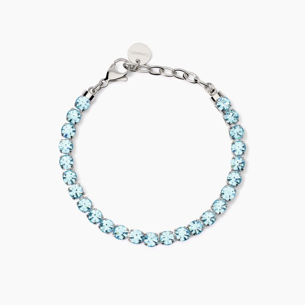 2 Jewels - Bracciale Tennis Acciaio 316L - Cristalli Azzurri