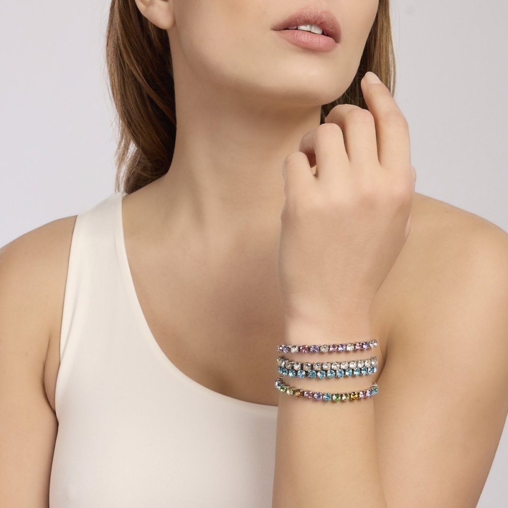 2 Jewels - Bracciale Tennis Acciaio 316L - Cristalli Azzurri