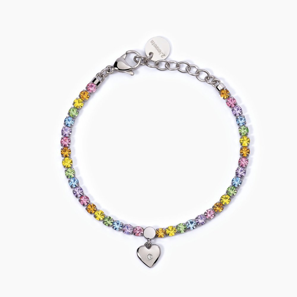 2 Jewels - Bracciale Tennis - Acciaio 316L - Cristalli Multicolor