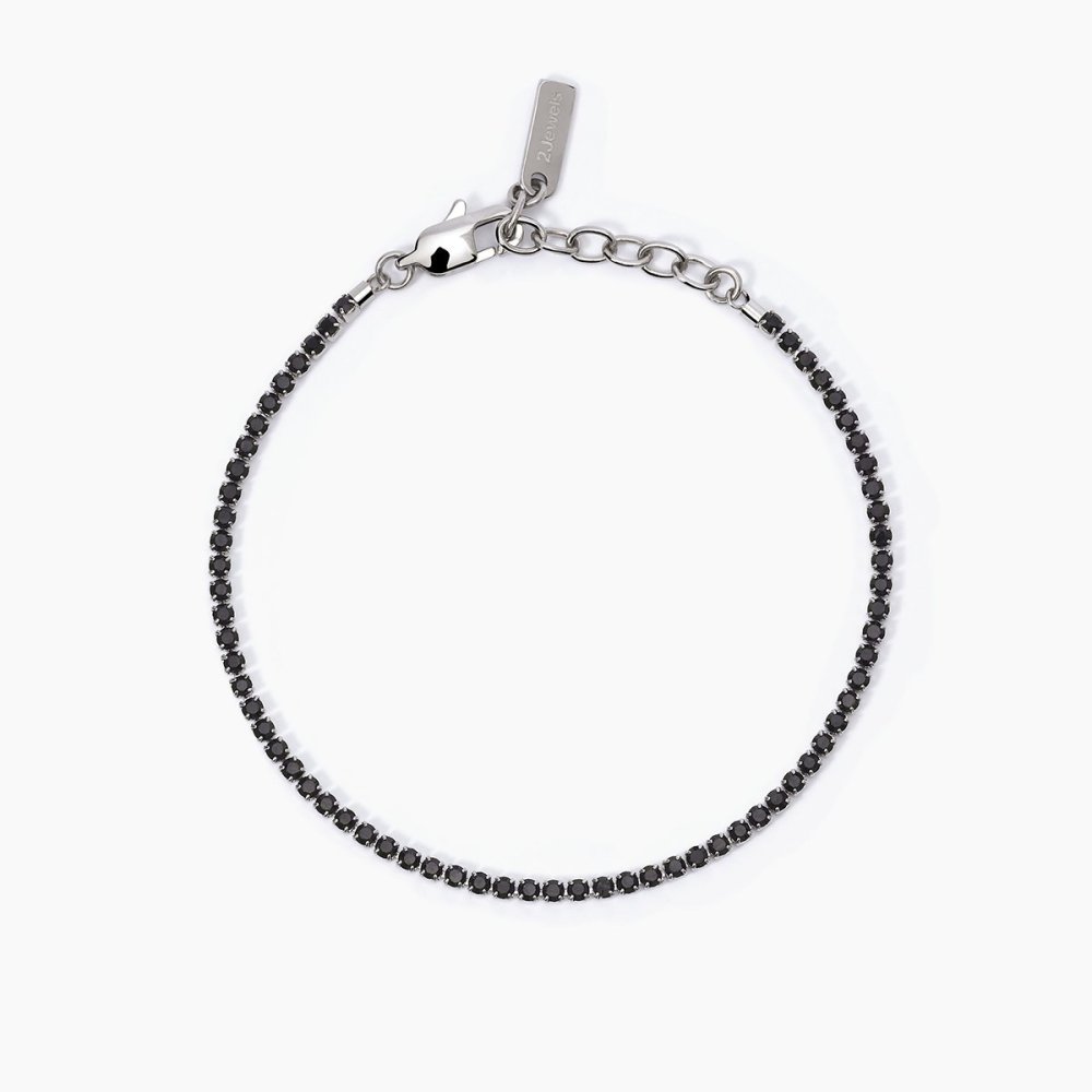2 Jewels - Bracciale Tennis - Acciaio 316L - Cristalli Neri
