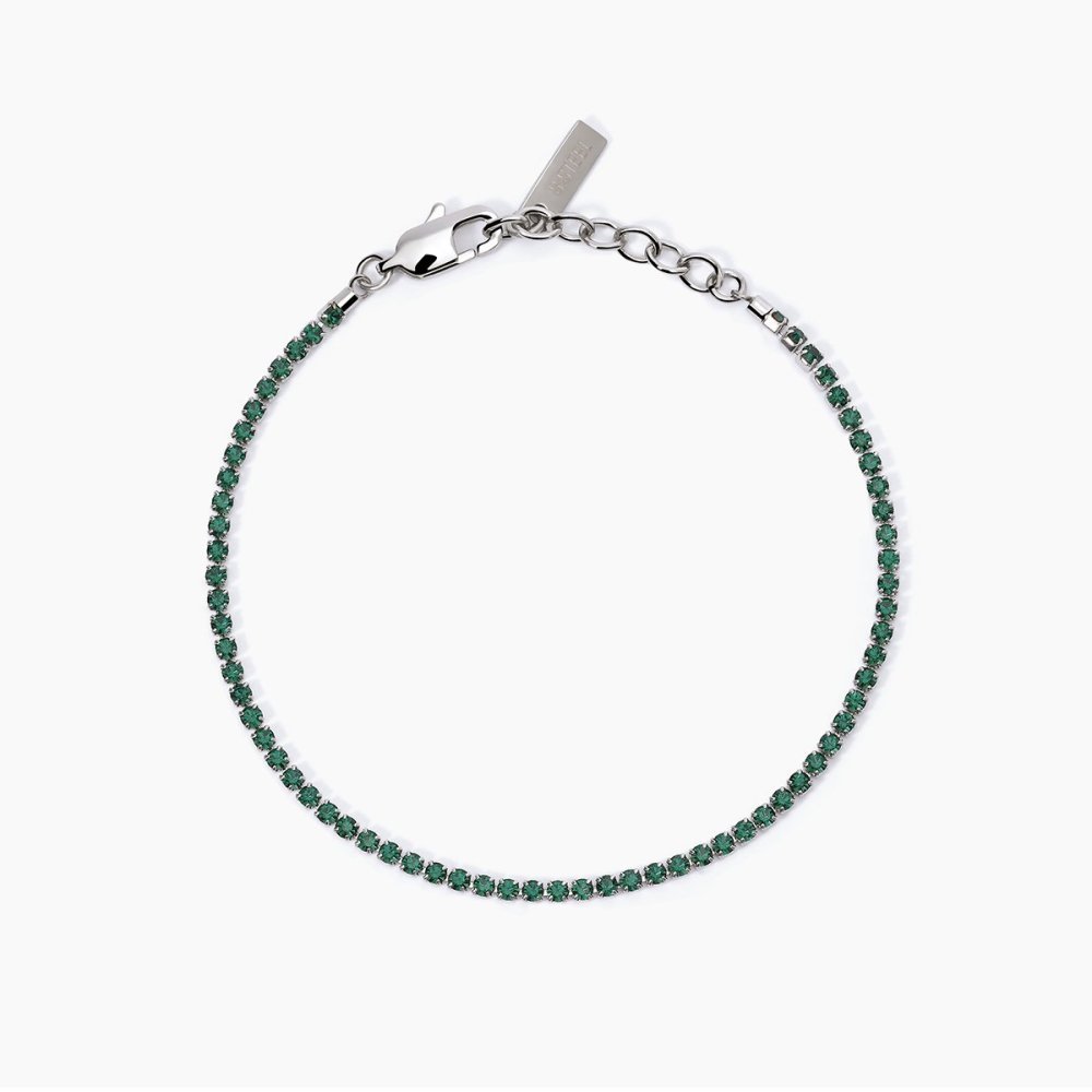 2 Jewels - Bracciale Tennis - Acciaio 316L - Cristalli Verdi