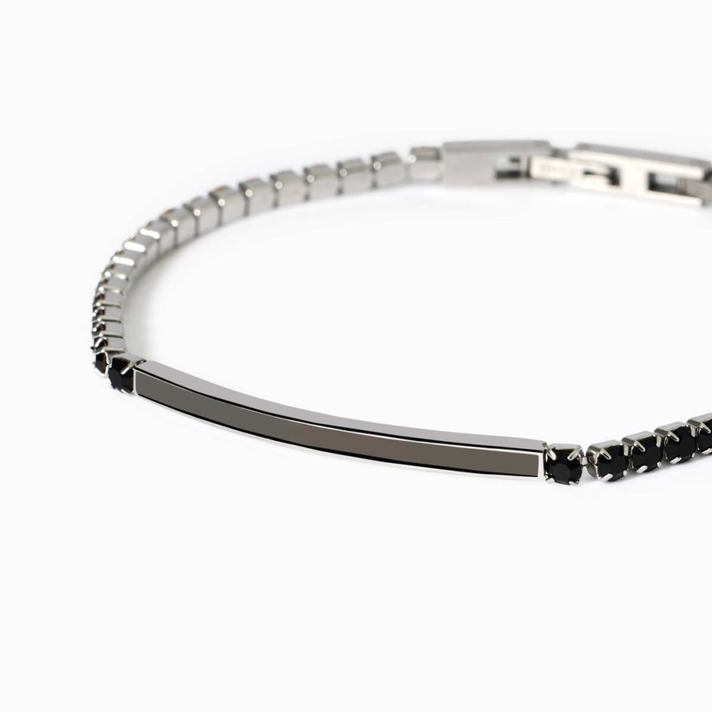 2 Jewels - Bracciale Tennis - Acciaio 316L - Pvd Gunmetal - Cristalli Neri