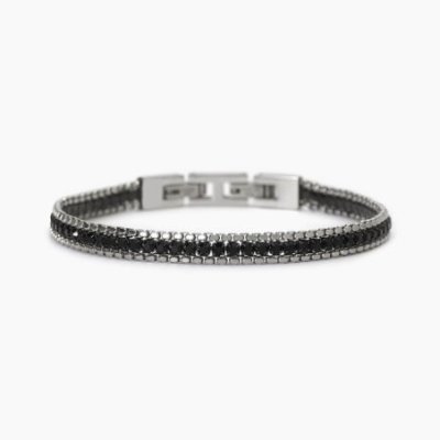 2 Jewels - Bracciale Acciaio 316L - Cristalli Neri - Regolabile