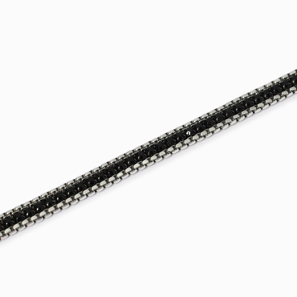 2 Jewels - Bracciale Acciaio 316L - Cristalli Neri - Regolabile