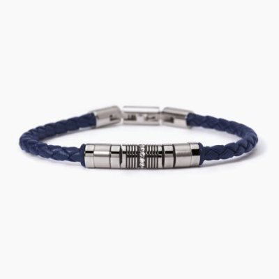 2 Jewels - Bracciale Acciaio 316L - Pelle Blu - Cristalli