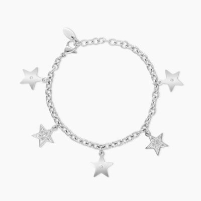 2 Jewels - Bracciale Acciaio 316L - Pendenti Stella - Cristalli