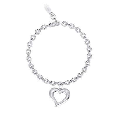 2 Jewels - Bracciale In Acciaio 316L - Cuore - Cristalli