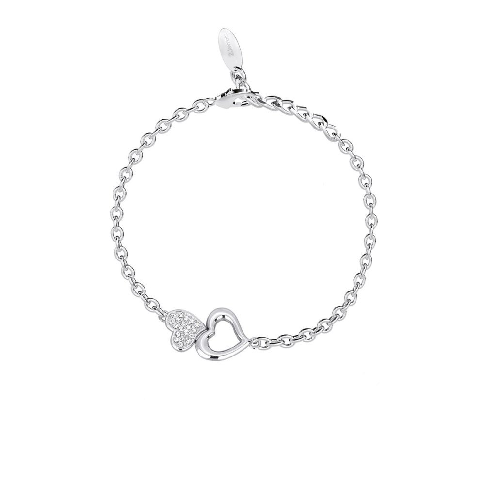 2 Jewels - Bracciale Acciaio 316L - Cuori - Cristalli