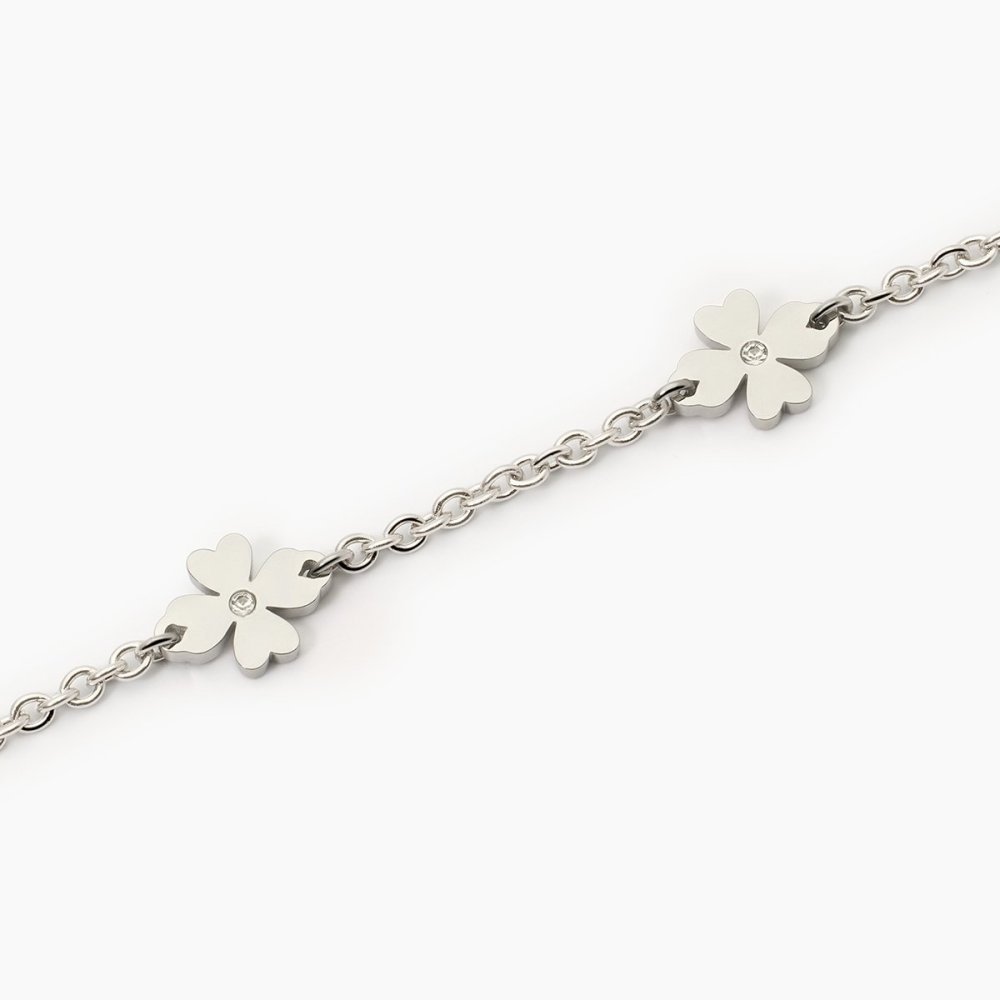 2 Jewels - Bracciale Acciaio 316L - Cristalli - Quadrifoglio