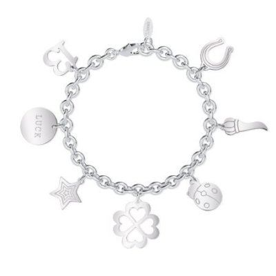 2 Jewels - Bracciale In Acciaio - Pendenti Portafortuna - Donna