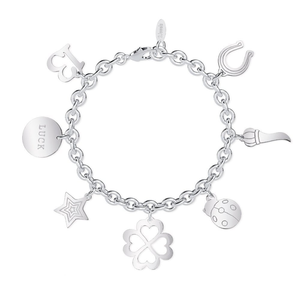 2 Jewels - Bracciale In Acciaio - Pendenti Portafortuna - Donna