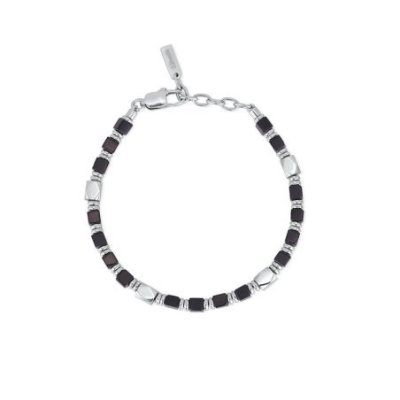 2 Jewels - Bracciale Onice Acciaio 316L - Uomo - Regolabile