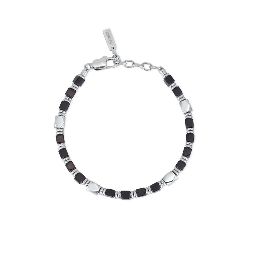 2 Jewels - Bracciale Onice Acciaio 316L - Uomo - Regolabile