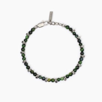 2 Jewels - Bracciale Acciaio 316L - Occhio Di Tigre Verde