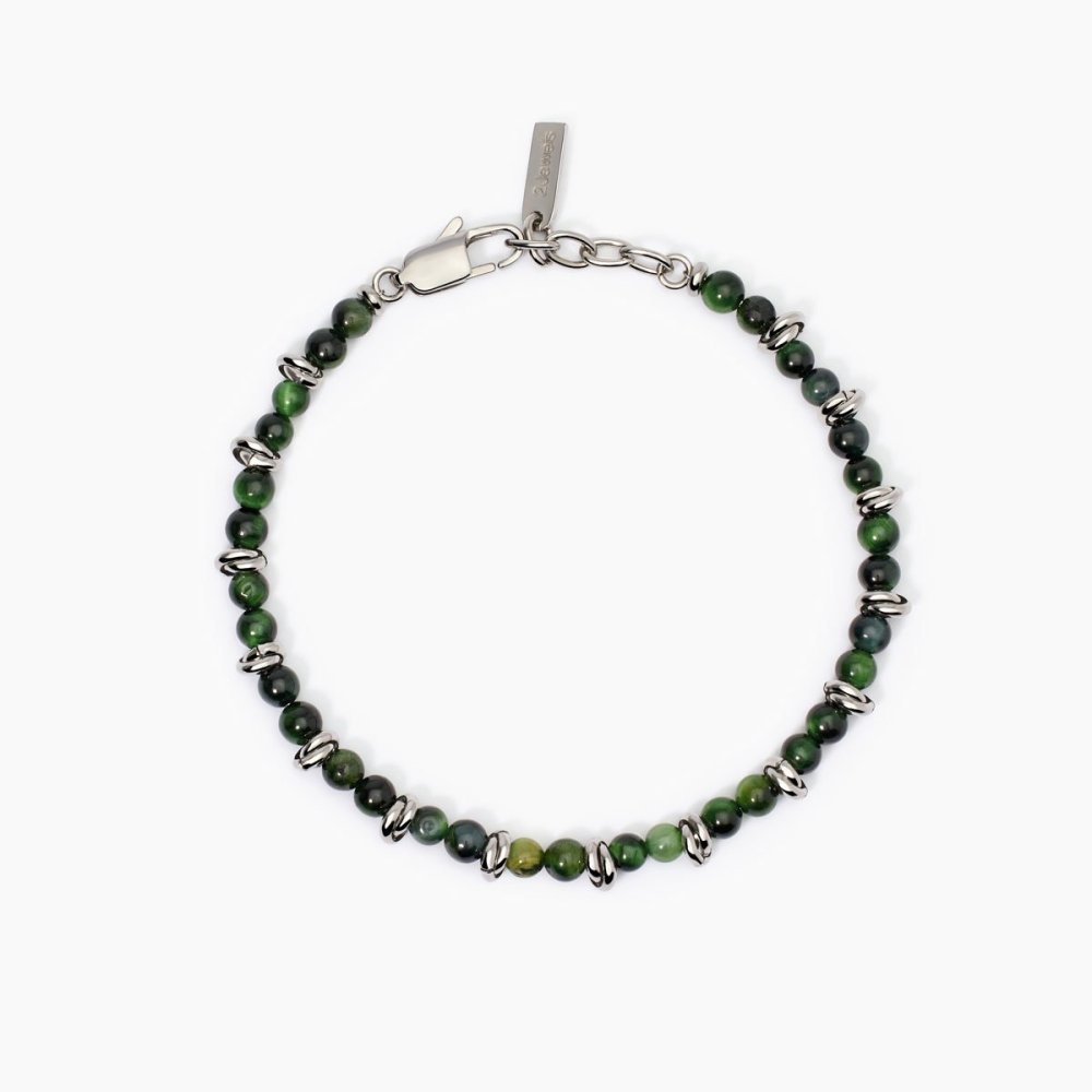 2 Jewels - Bracciale Acciaio 316L - Occhio Di Tigre Verde