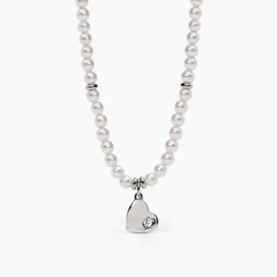 2 Jewels - Girocollo Acciaio 316L - Cuore - Perle Conchiglia