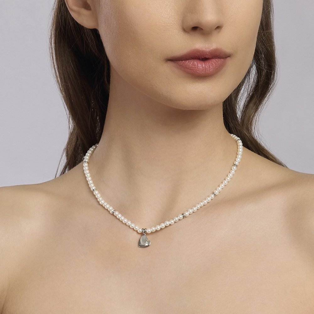 2 Jewels - Girocollo Acciaio 316L - Cuore - Perle Conchiglia