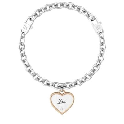 Kidult - Bracciale Acciaio 316L - Cuore Satinato - Cristallo