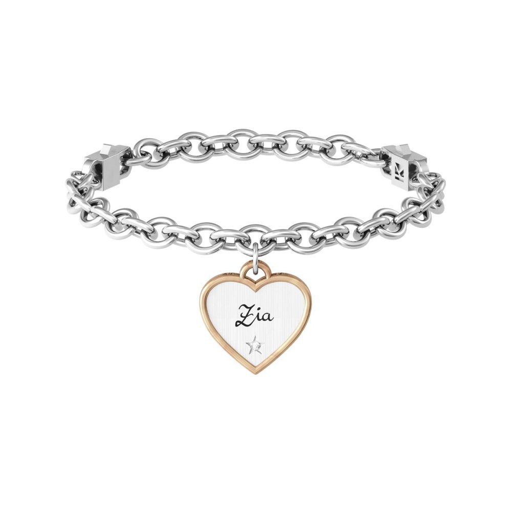 Kidult - Bracciale Acciaio 316L - Cuore Satinato - Cristallo