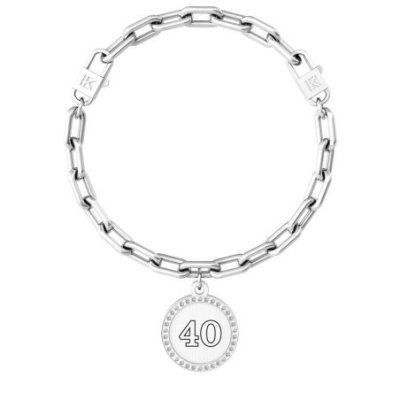 Kidult - Bracciale Acciaio 316L - Cristalli Bianchi - Ciondolo