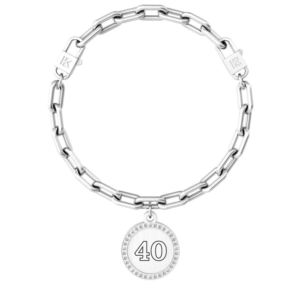 Kidult - Bracciale Acciaio 316L - Cristalli Bianchi - Ciondolo