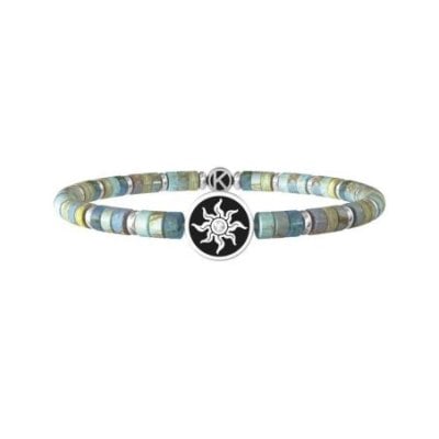Kidult - Bracciale Diaspro Azzurro - Acciaio 316L - Cristalli