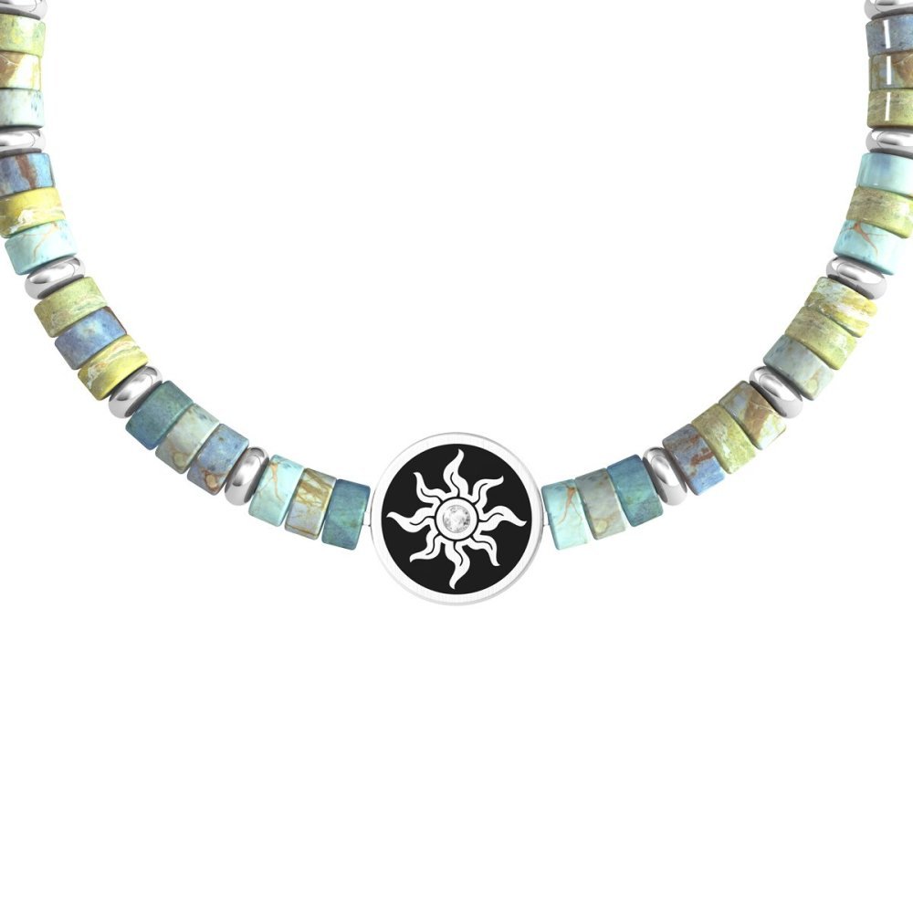 Kidult - Bracciale Diaspro Azzurro - Acciaio 316L - Cristalli