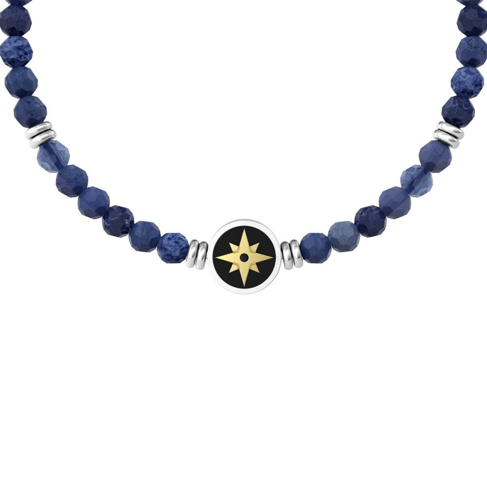 Kidult - Bracciale Agata Blu - Acciaio 316L - Pvd Giallo E Nero