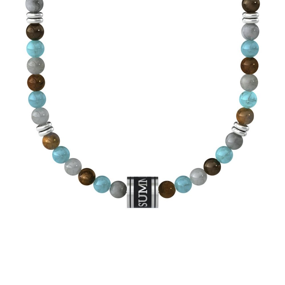 Kidult - Girocollo Pietre Multicolor - Acciaio 316L - Pvd Nero