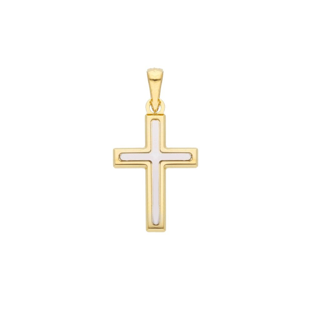 Songa Antonio - Croce Oro Giallo E Bianco - 18 Carati - Gioiello