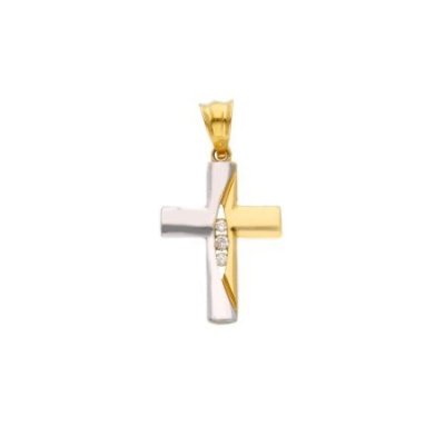 Songa Antonio - Croce Pendente - Oro Giallo - Zirconi Cubici