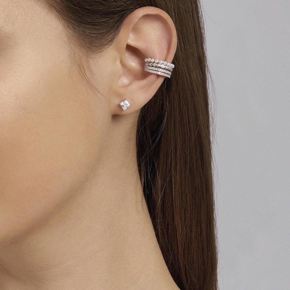 Mabina - Orecchino Ear Cuff Multifilo - Argento - Zirconi