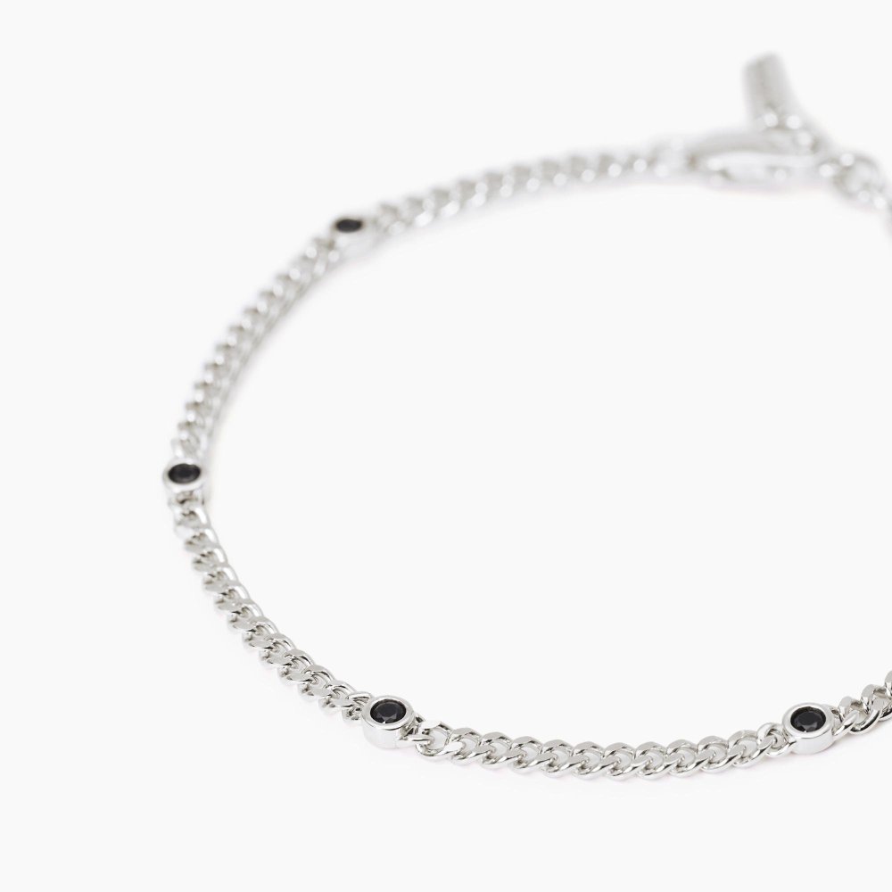 Mabina - Bracciale Uomo Groumette - Argento - Zirconi Neri