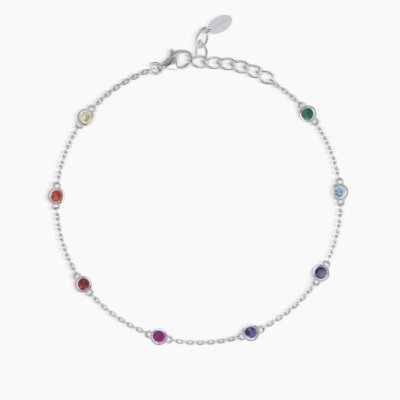 Mabina - Cavigliera Rainbow - Argento 925 - Zirconi Multicolor