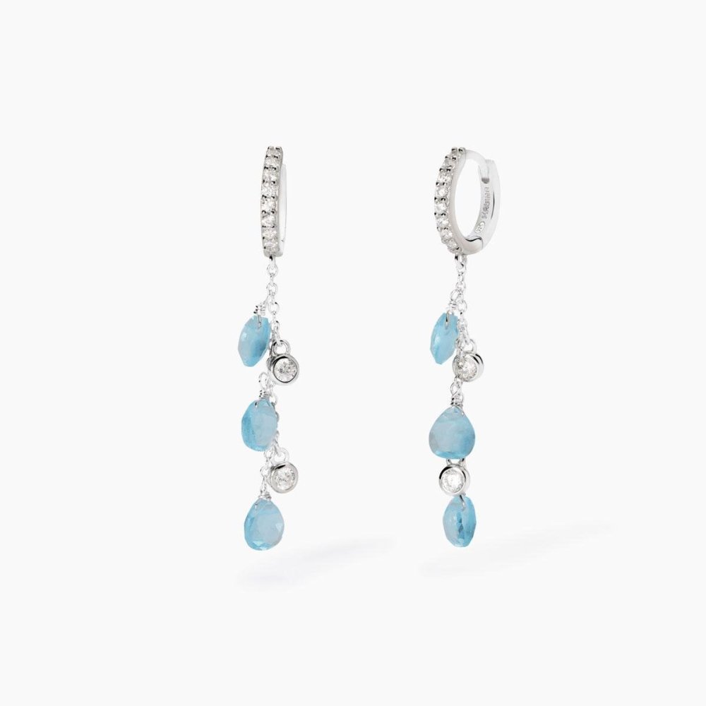 Mabina - Orecchini Pendenti - Argento 925 - Glass Azzurro