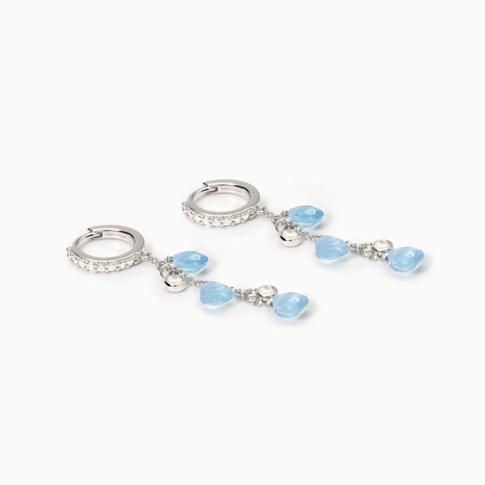Mabina - Orecchini Pendenti - Argento 925 - Glass Azzurro
