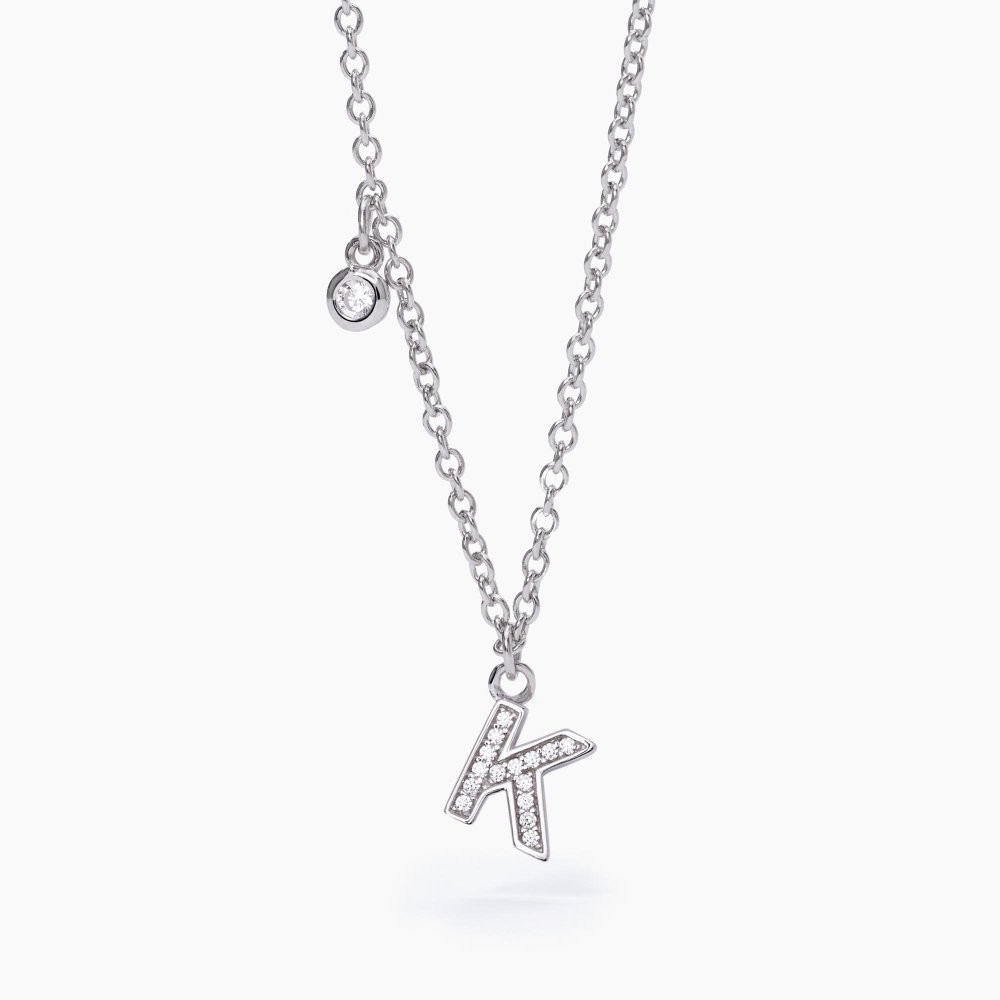 Mabina - Girocollo Lettera K - Argento 925 - Zirconi