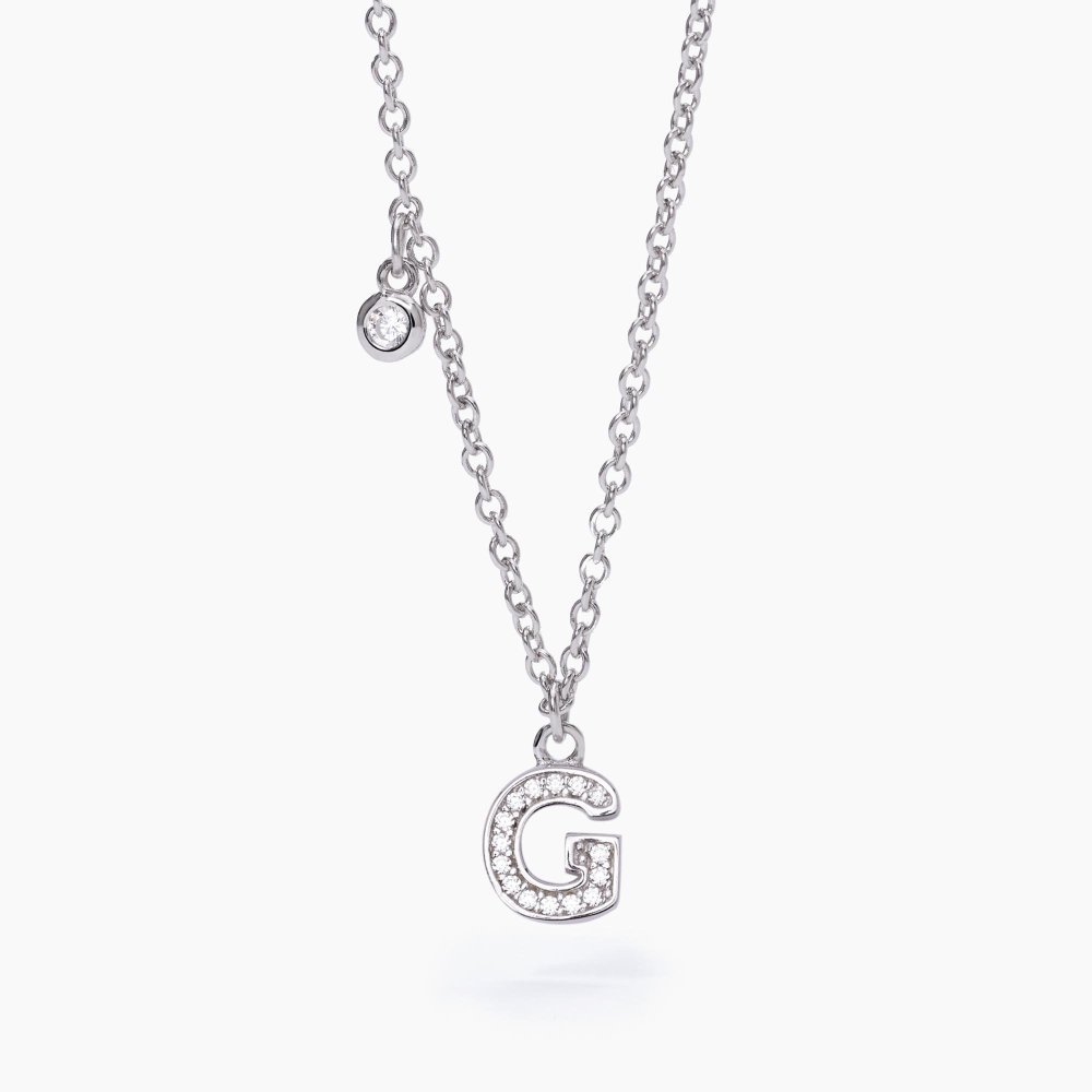 Mabina - Girocollo Lettera G - Argento 925 - Zirconi