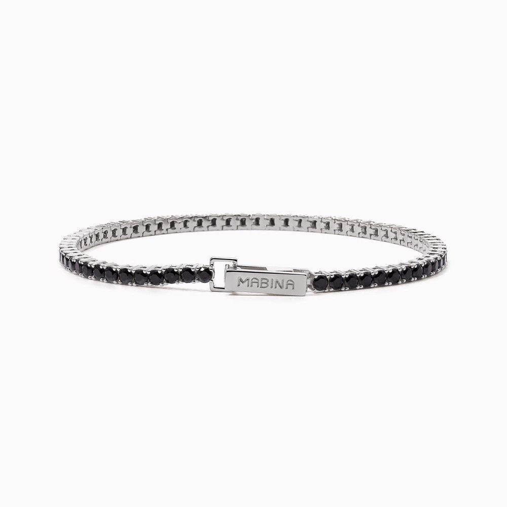 Mabina - Bracciale Tennis Argento - Zirconi Neri - Medium