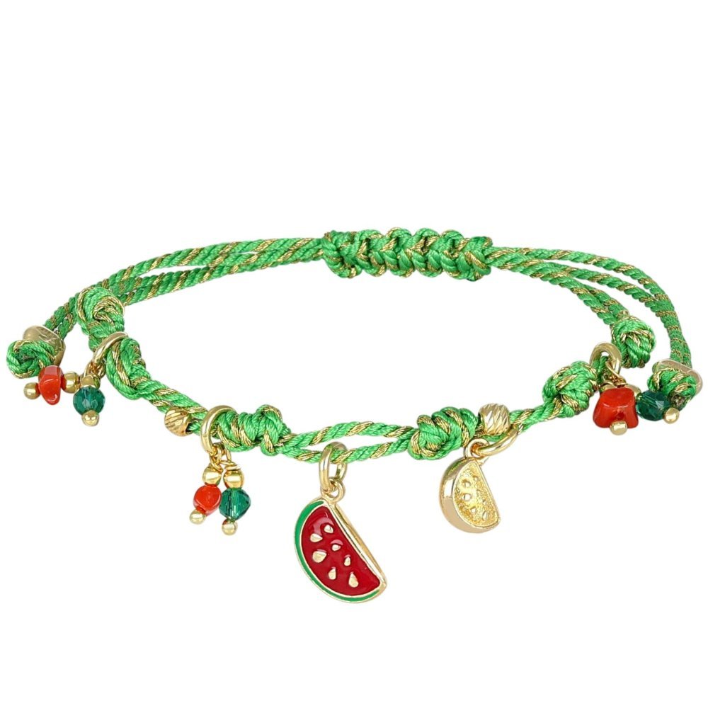 Nivy - Bracciale Cordino Donna - Ciondolo Anguria - Colore Vivace