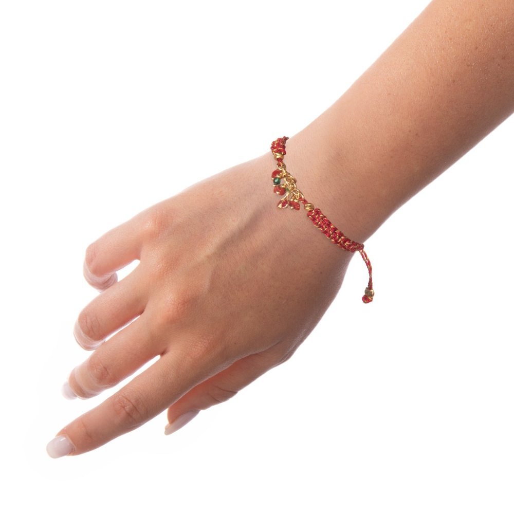 Nivy - Bracciale Cordino Donna - Ciondolo Ciliegie - Colore Rosso