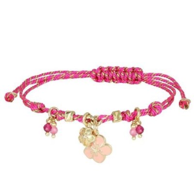 Nivy - Bracciale Cordino Donna - Ciondolo Fiore Di Pesco