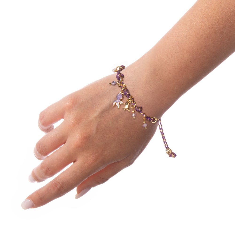 Nivy - Bracciale Cordino Donna - Ciondolo Polipo - Stile Marino
