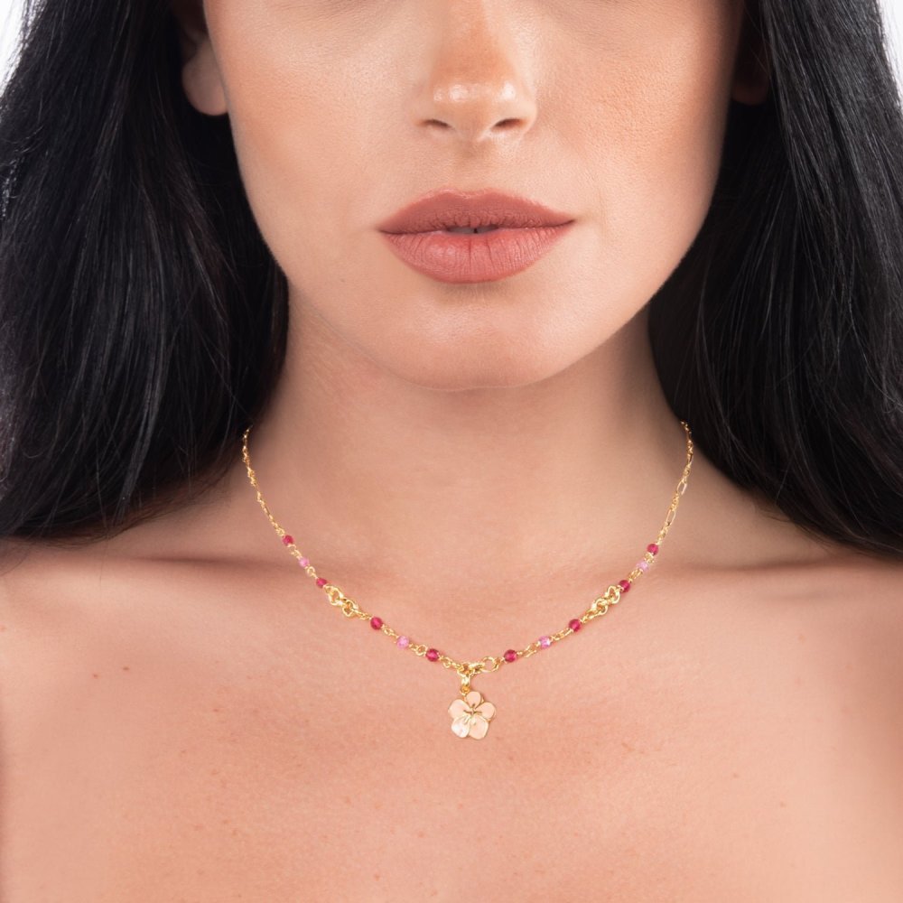 Nivy - Collana Estiva Donna - Fiore Di Pesco - Design Romantico