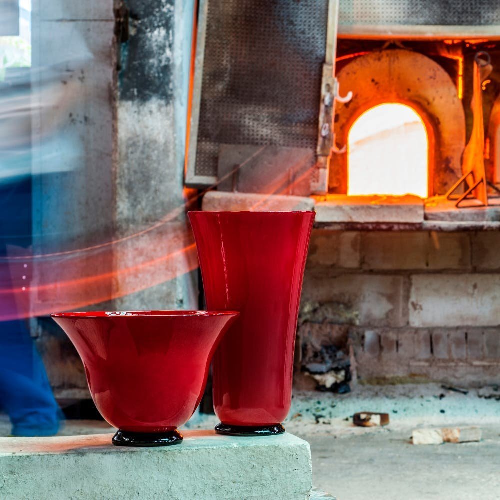 Venini - Anni Trenta Vaso - Vetro Soffiato - Rosso