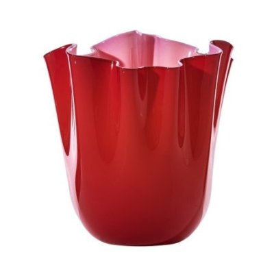 Venini - Vaso Fazzoletto - Vetro Soffiato - Rosso, Rosa Opaco