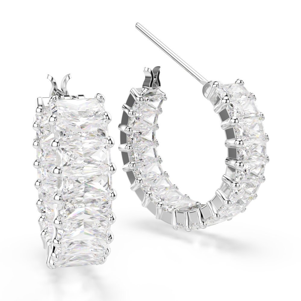Swarovski - Orecchini Matrix - Zirconia Bianchi - Placcatura Rodio