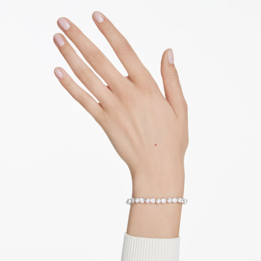 Swarovski - Bracciale Tennis Matrix - Perle Di Cristallo - Bianco