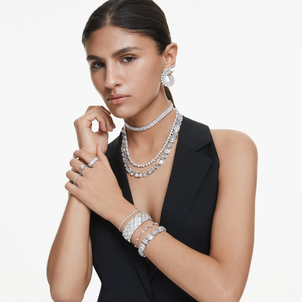 Swarovski - Collana Tennis Matrix - Perle Di Cristallo - Bianca